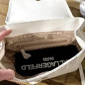 KARL LAGERFELD LAFAYETTE BACKPACK WHITE LEATHER CUTOUT VINTAGE GOLD HARDWARE NWT Karl Lagerfeld | Bags | Karl Lagerfeld Lafayette Backpack  main image 4